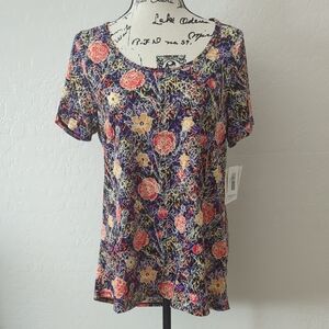 LuLaRoe L Classic Tee Multicolor Floral Short Sleeve Top